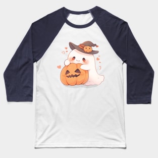 Sheet Ghost and jack-o-lantern. The Spooky Month Joyful Reunion. Baseball T-Shirt